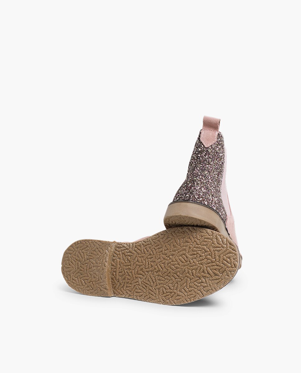 Botas de niña serraje con talonera glitter - Pisamonas - Rosa claro Rosa claro-2