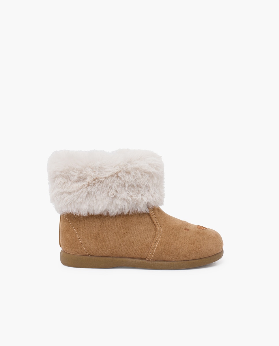 Botas de bebé osito cuello pelito - Pisamonas - Beige Beige-1