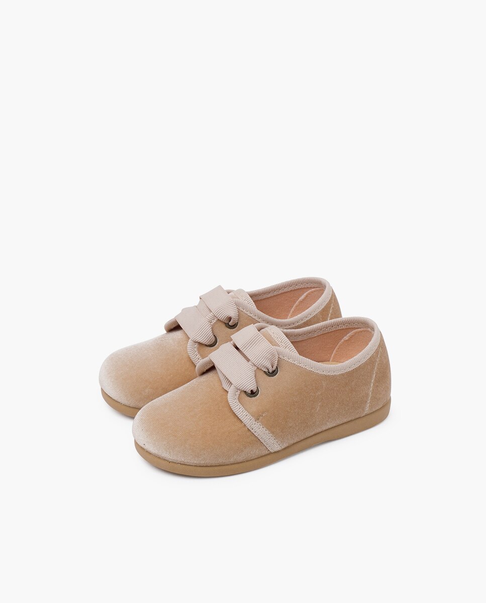 Zapatos de cordones y bluchers de bebé niña terciopelo cordon faya - Pisamonas - Beige Beige-3