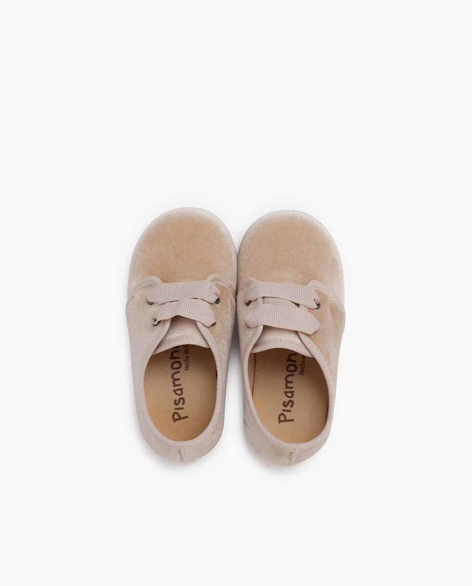 Zapatos de cordones y bluchers de bebé niña terciopelo cordon faya - Pisamonas - Beige Beige-4