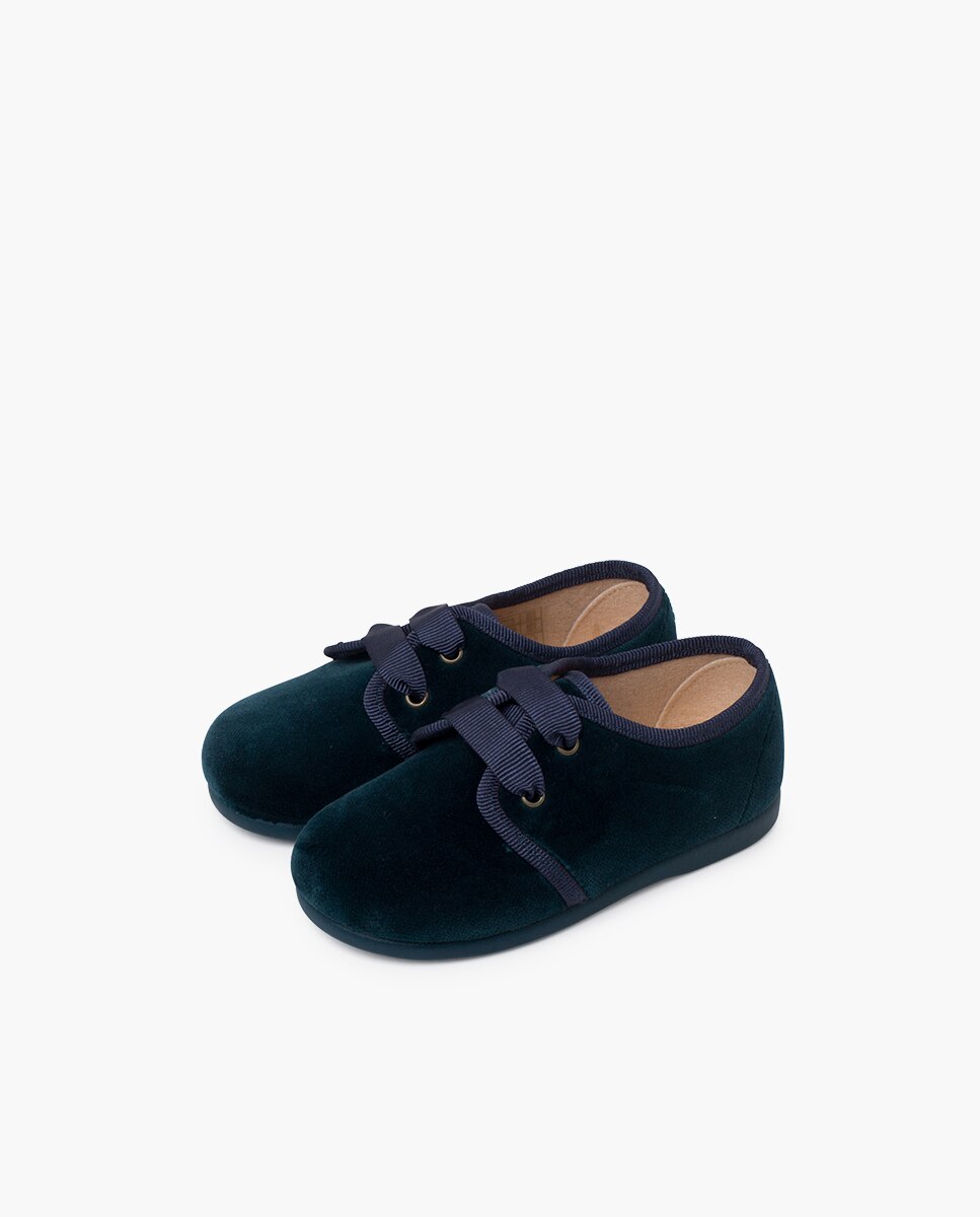 Zapatos de cordones y bluchers de bebé niña terciopelo cordon faya - Pisamonas - Azul índigo Azul índigo-3