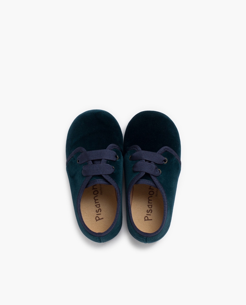 Zapatos de cordones y bluchers de bebé niña terciopelo cordon faya - Pisamonas - Azul índigo Azul índigo-4