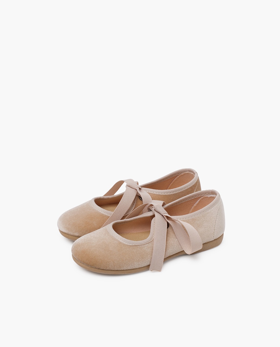Imagen 3 de Merceditas terciopelo lazo faya niña - Pisamonas - Beige Beige