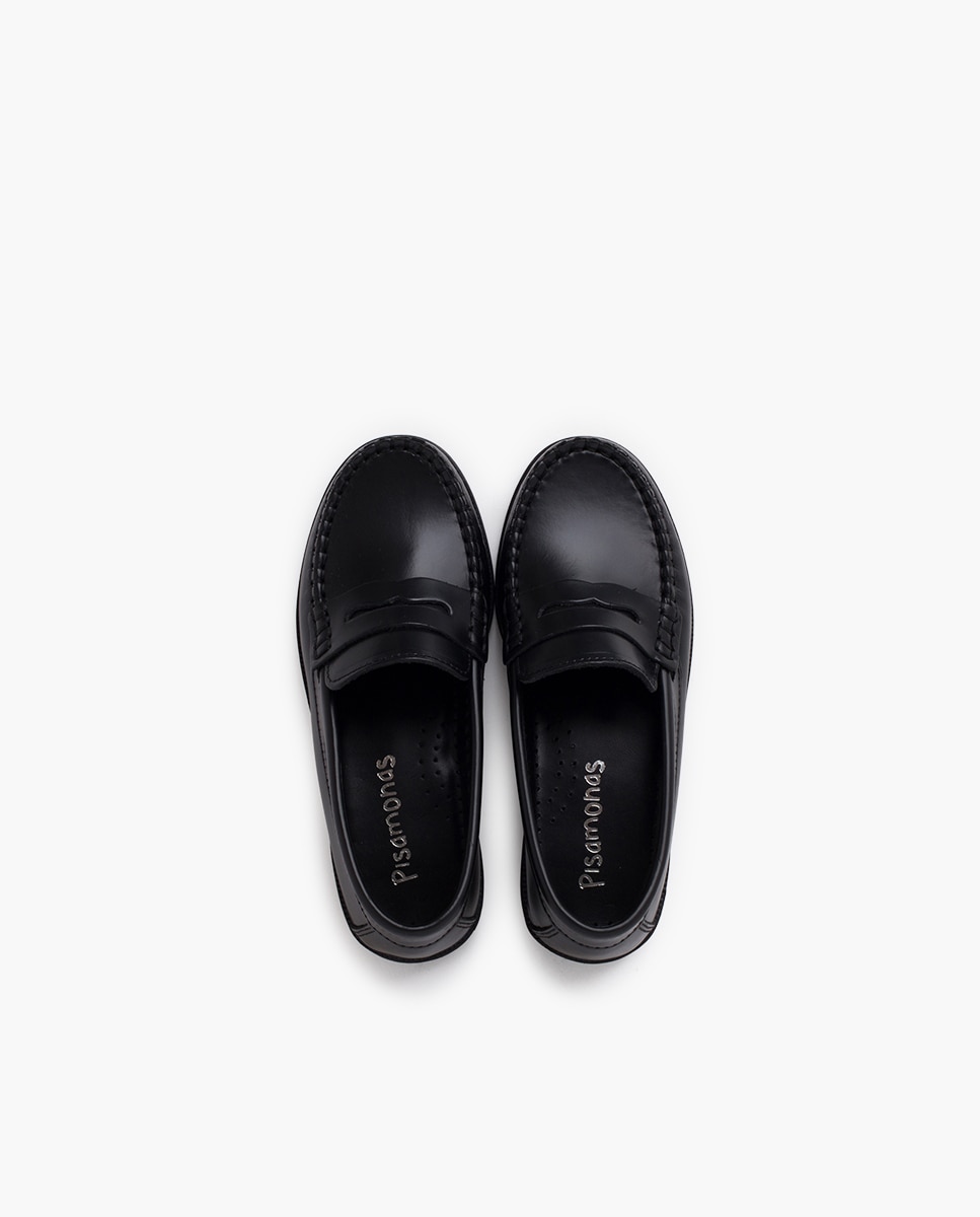Mocassins Castelhano com Acabamento Mate e Travessão Infantil Preto-4
