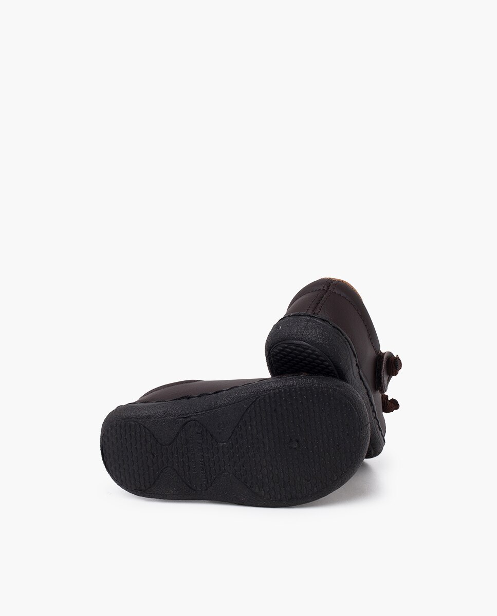 Zapatillas deportivas de bebé piel lavable cordones elásticos - Pisamonas - Marrón oscuro Marrón oscuro-2
