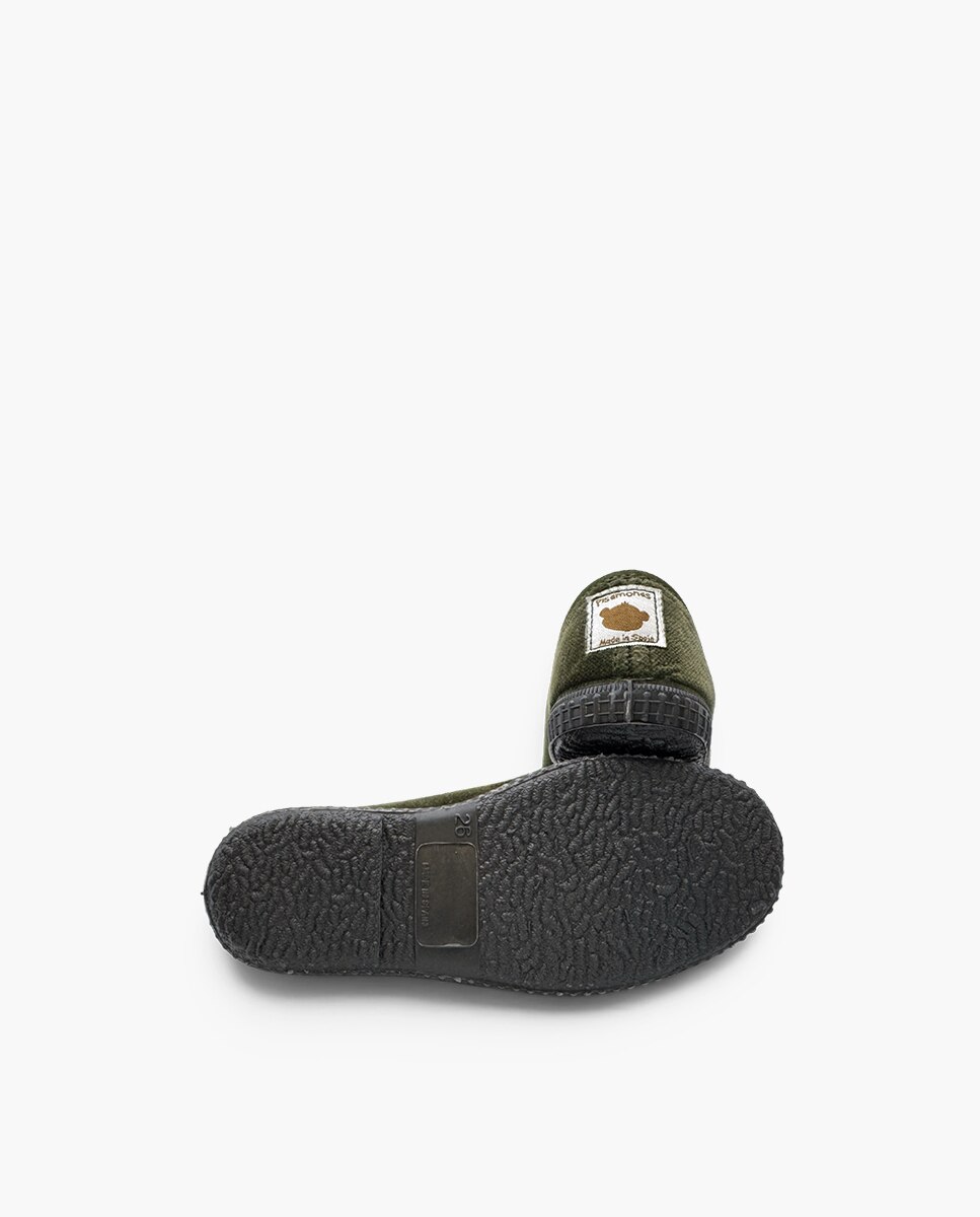 Zapatillas de lona de niña terciopelo con cordones - Pisamonas - Kaki Kaki-2
