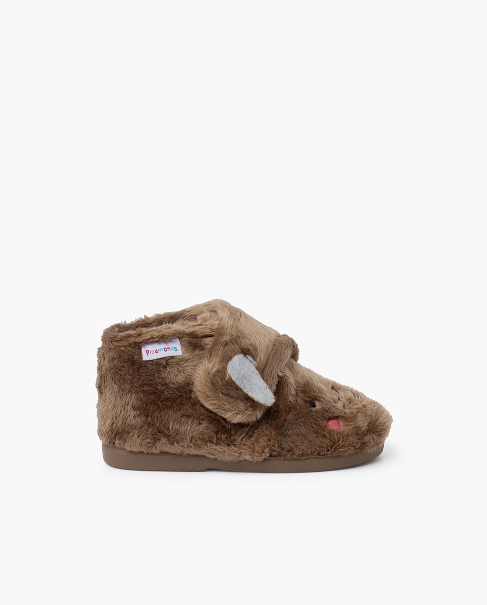 Zapatillas de casa cerradas de bebé casa animales pelito