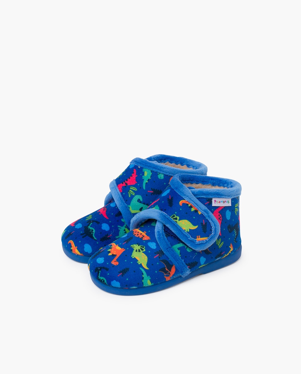 Zapatillas de casa cerradas de bebé niña andar por casa dibujos - Pisamonas - Azul Azul-3
