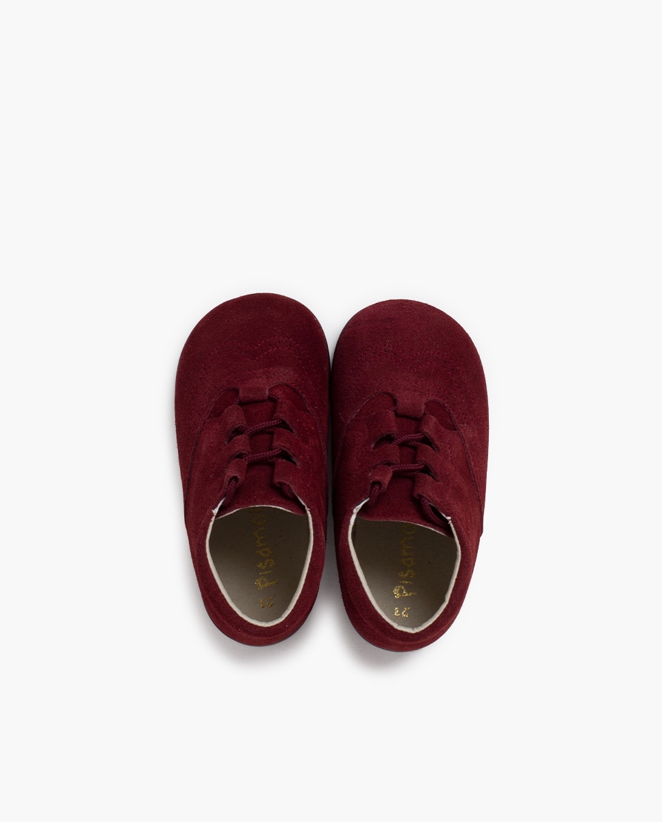 Zapatos de cordones y bluchers de bebé niña / zapatito inglés serraje - Pisamonas - Burdeos Burdeos-4