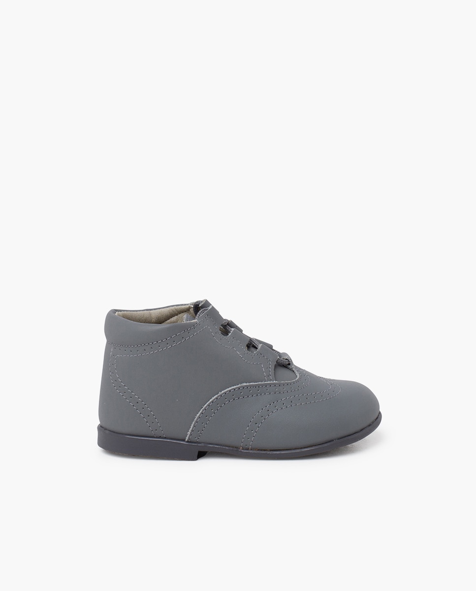 Botas de bebé niña / zapatito inglés piel - Pisamonas - Gris claro Gris claro-1