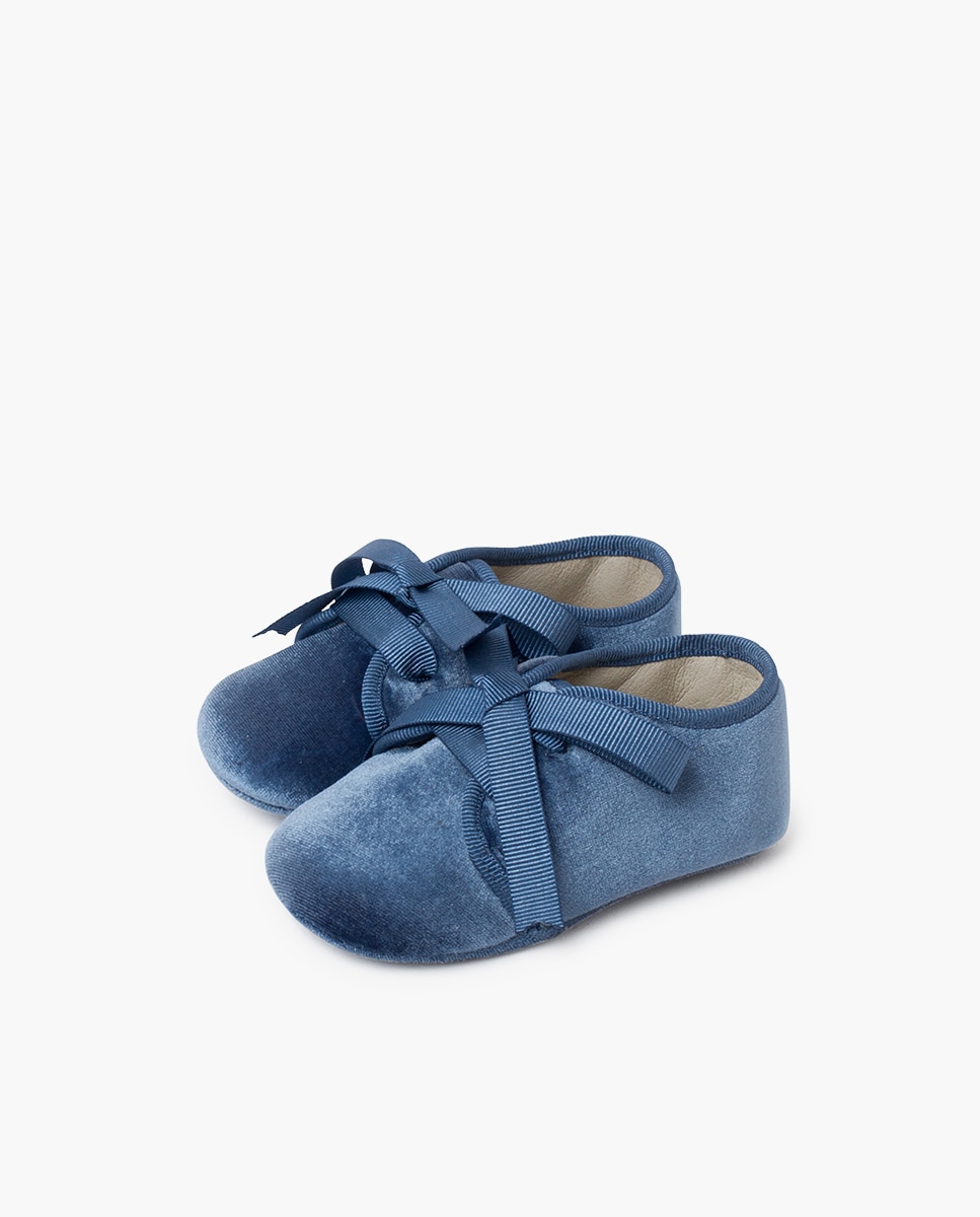 Zapatos de cordones y bluchers de bebé niña blucher terciopelo lazo faya - Pisamonas - Azul claro Azul claro-3