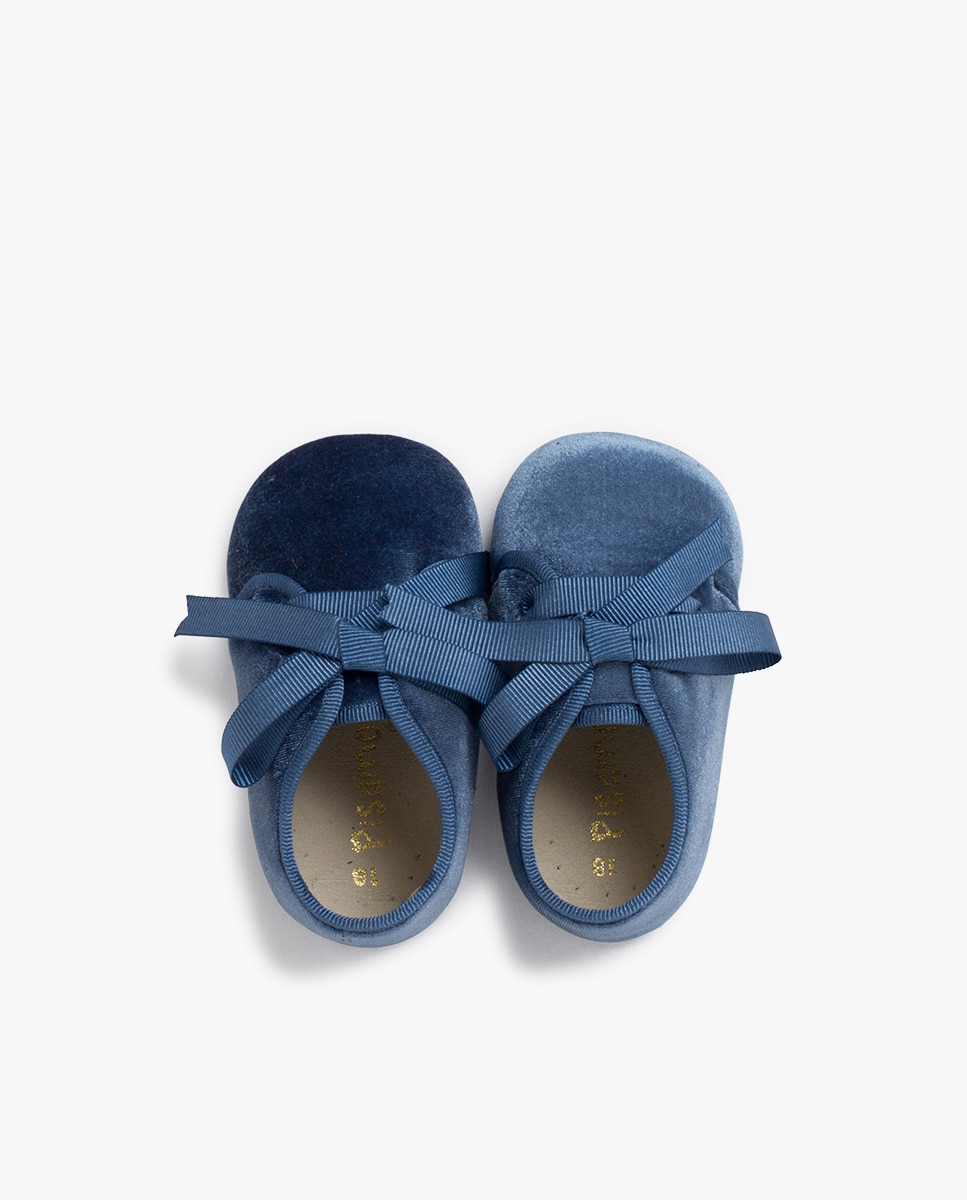 Zapatos de cordones y bluchers de bebé niña blucher terciopelo lazo faya - Pisamonas - Azul claro Azul claro-4