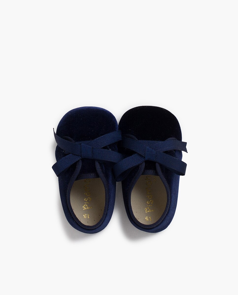 Zapatos de cordones y bluchers de bebé niña blucher terciopelo lazo faya - Pisamonas - Azul marino Azul marino-4