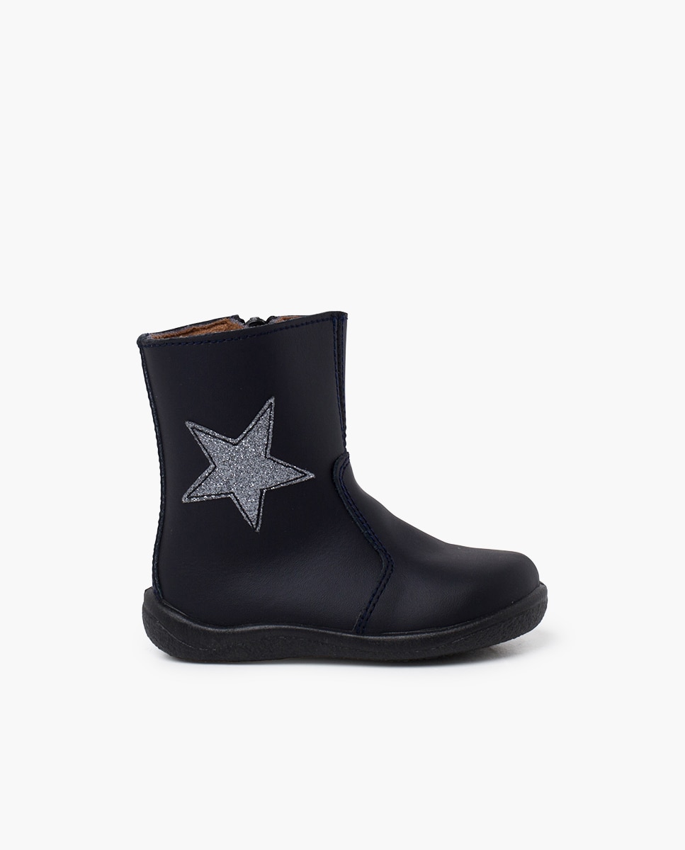 Botas de bebé estrella piel lavable - Pisamonas - Azul marino Azul marino-1