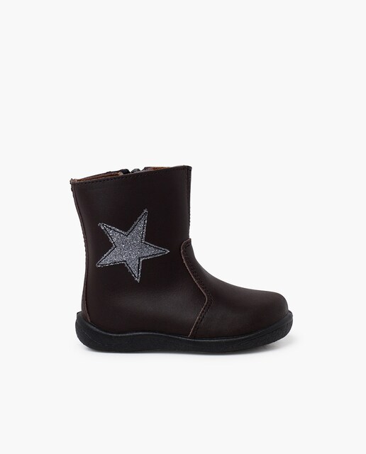 Imagen 0 de Botas de bebé niña de piel lavable con estrella y cremallera