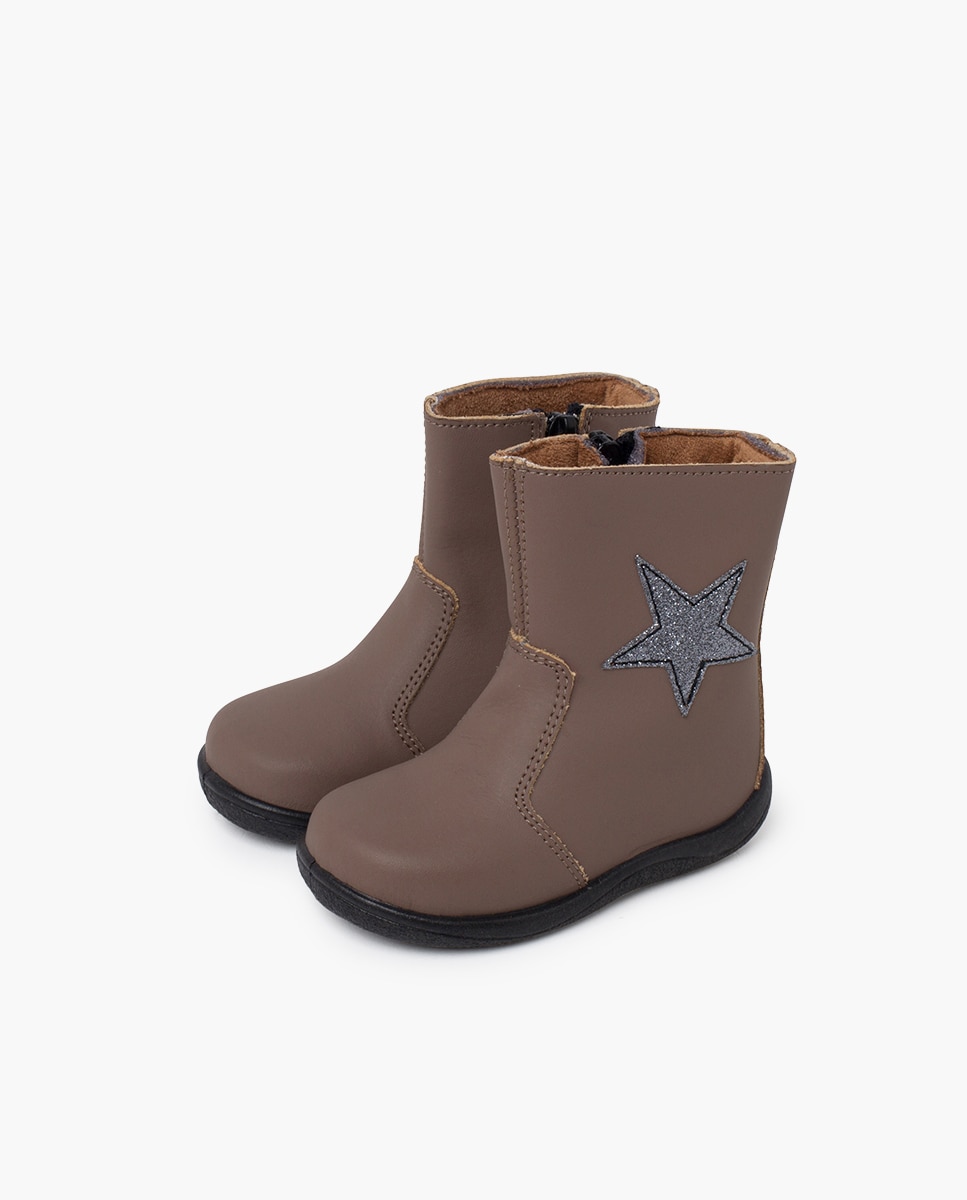 Botas de bebé estrella piel lavable - Pisamonas - Beige Beige-3