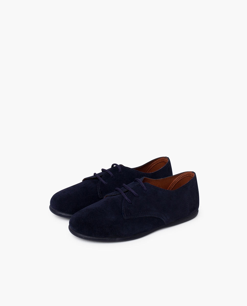 Pisamonas - Zapatos de cordones de niño de serraje con cordones.