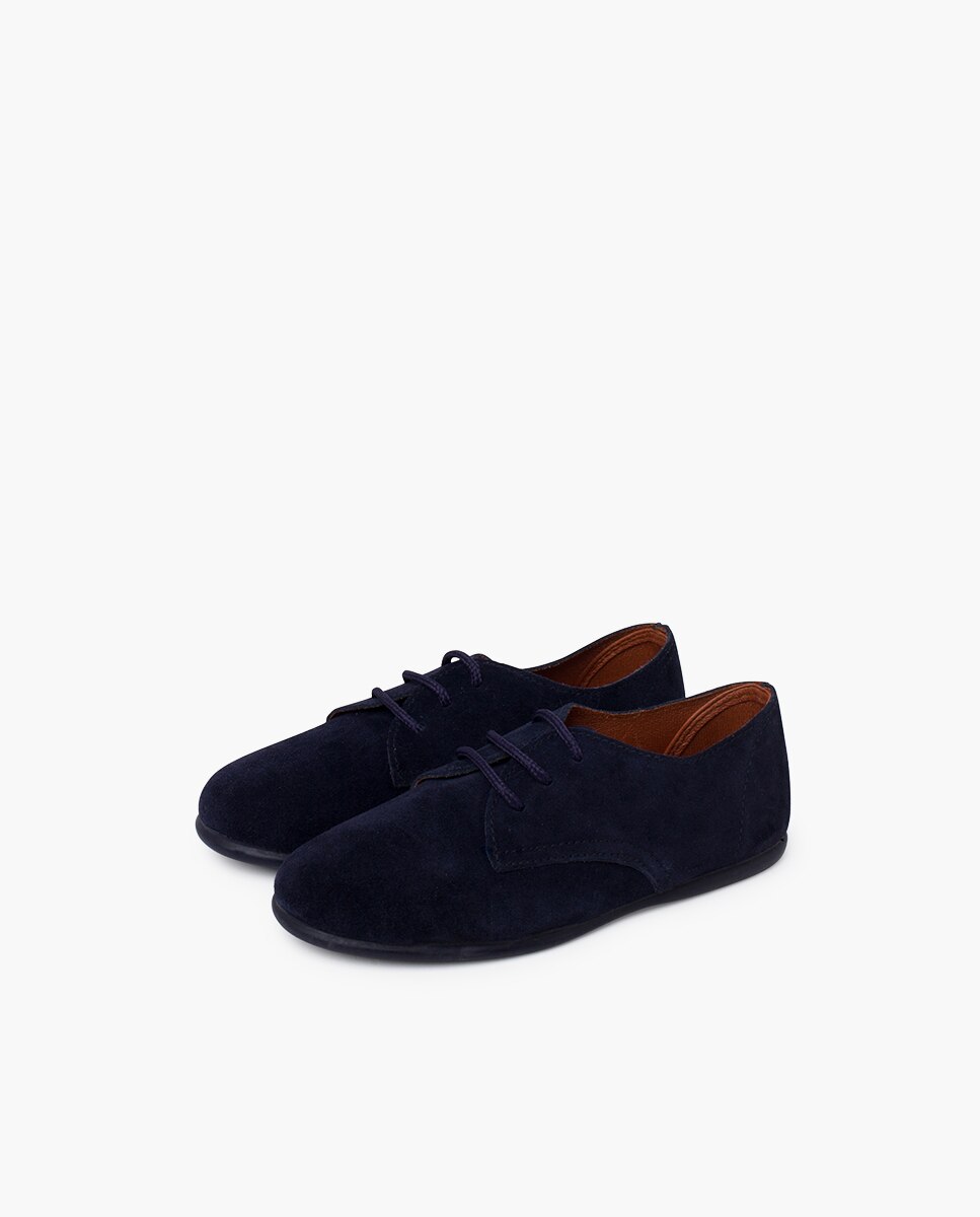 Pisamonas - Zapatos de cordones de niño de serraje con cordones.