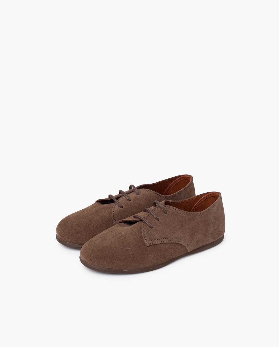 Pisamonas - Zapatos de cordones de niño de serraje con cordones.