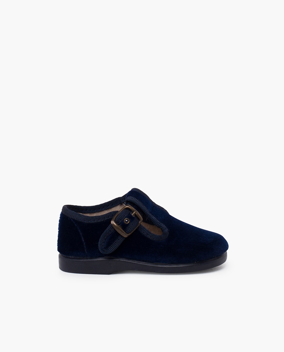Pepitos de bebé terciopelo hebilla - Pisamonas - Azul marino Azul marino-1
