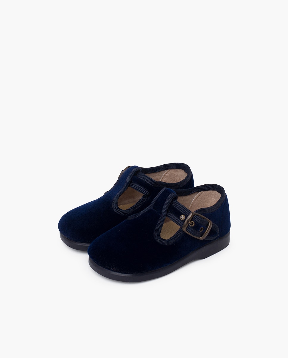 Pepitos de bebé terciopelo hebilla - Pisamonas - Azul marino Azul marino-3