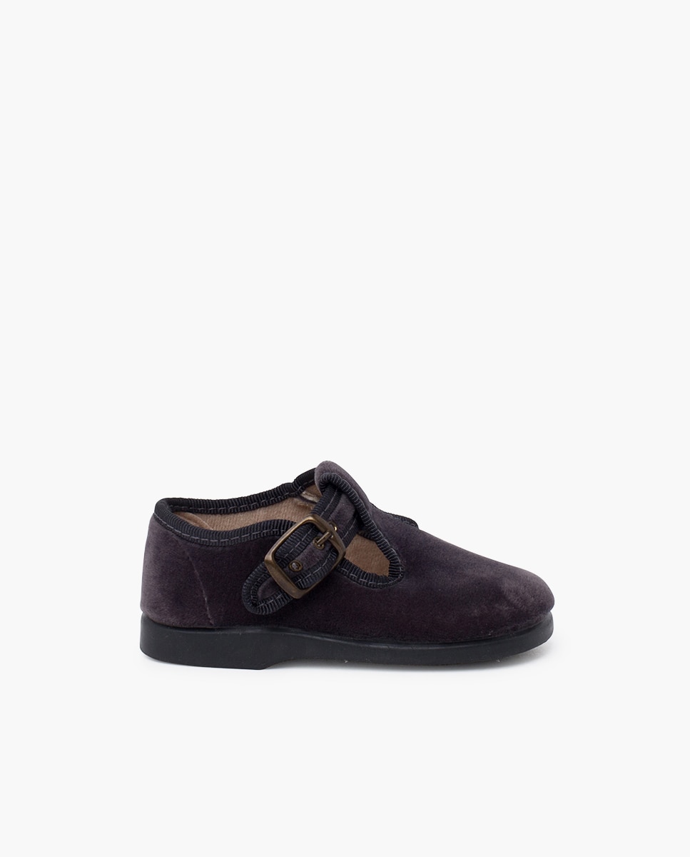 Pepitos de bebé terciopelo hebilla - Pisamonas - Gris oscuro Gris oscuro-1