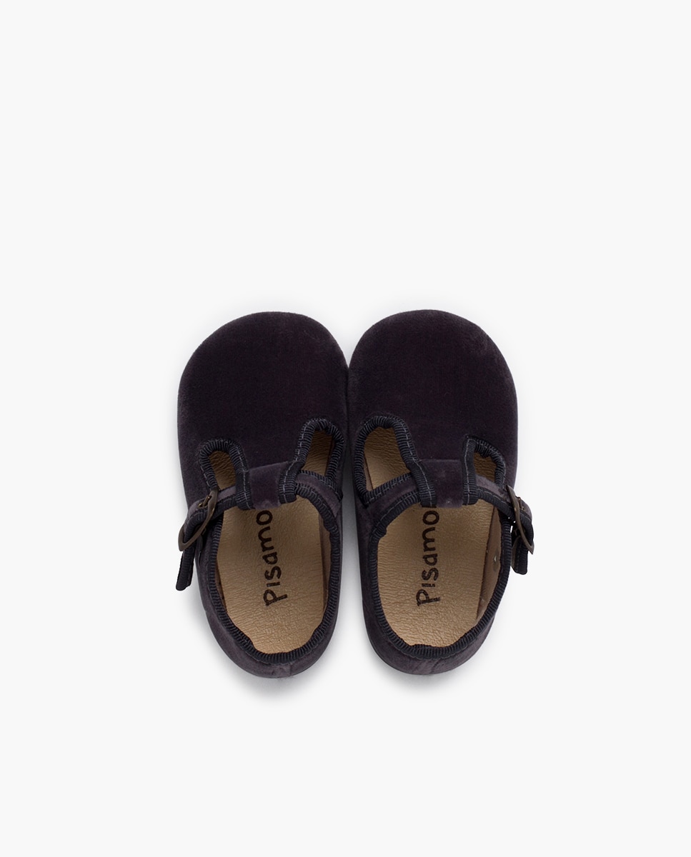 Pepitos de bebé terciopelo hebilla - Pisamonas - Gris oscuro Gris oscuro-4