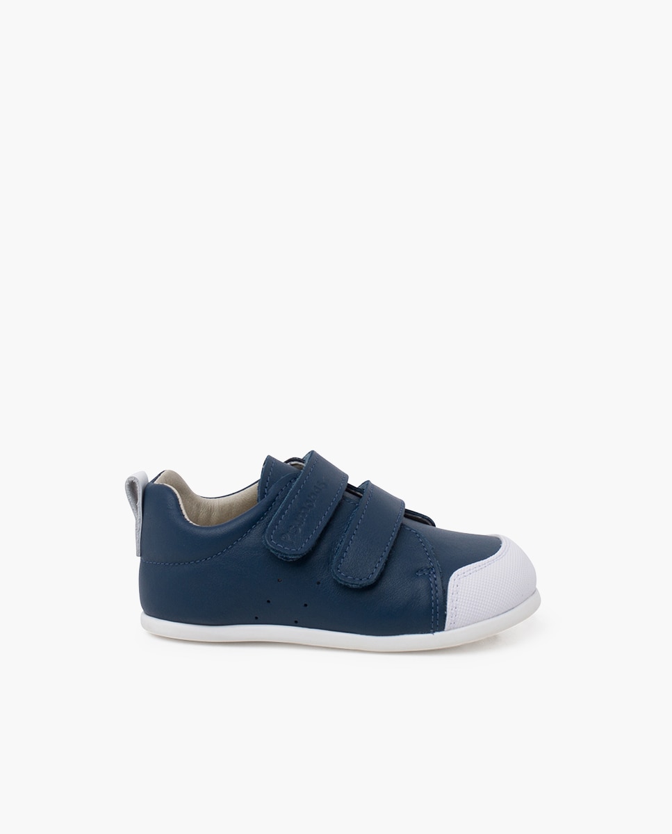 Zapatillas deportivas de bebé niña blanditas piel doble cierre - Pisamonas - Azul índigo Azul índigo-1