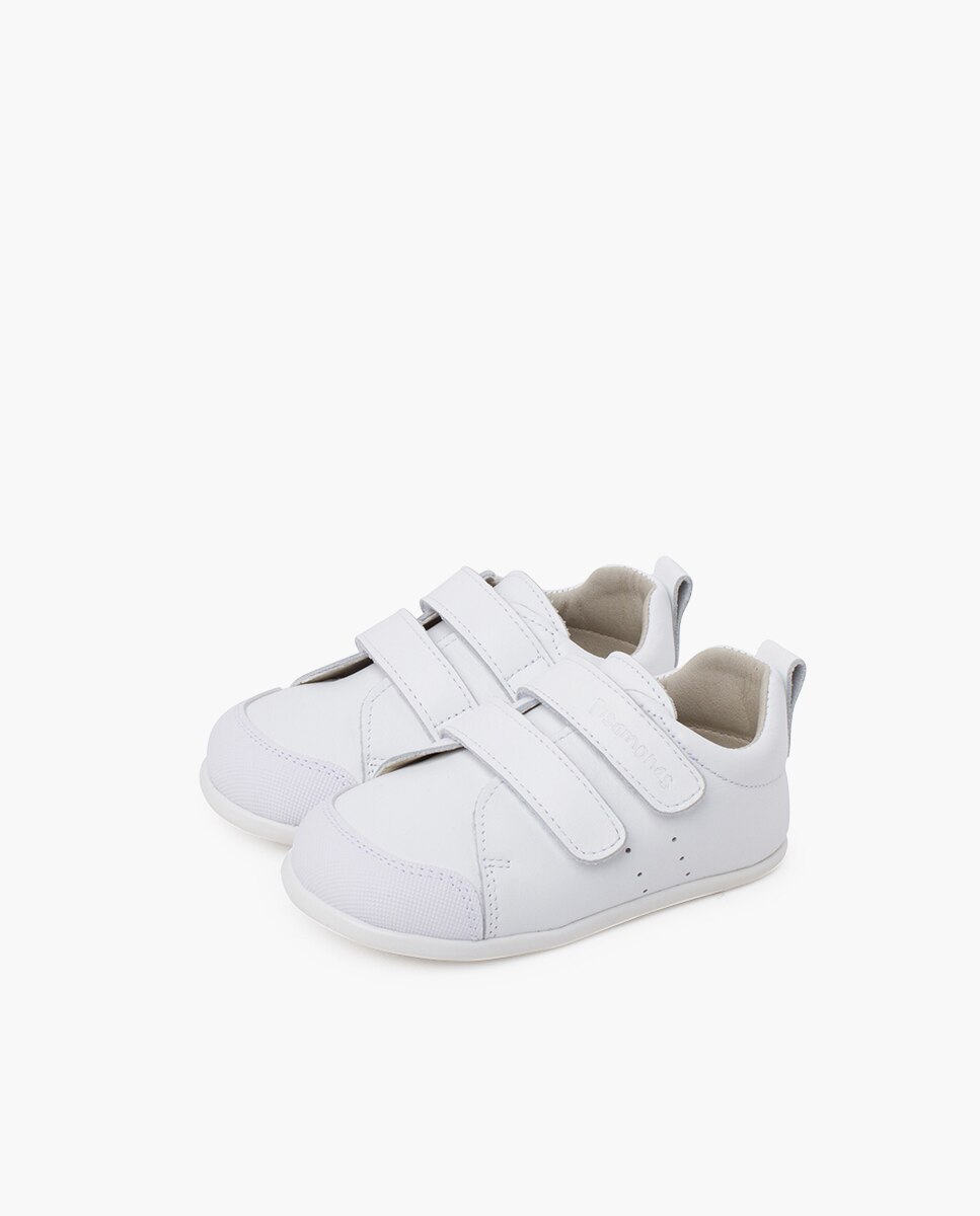 Zapatillas deportivas de bebé niña blanditas piel doble cierre - Pisamonas - Blanco Blanco-3