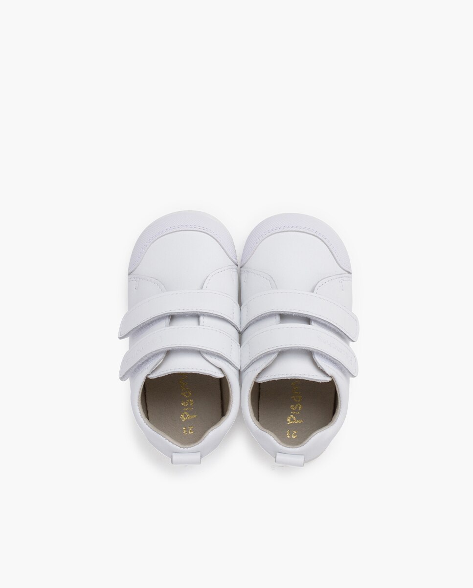 Zapatillas deportivas de bebé niña blanditas piel doble cierre - Pisamonas - Blanco Blanco-4