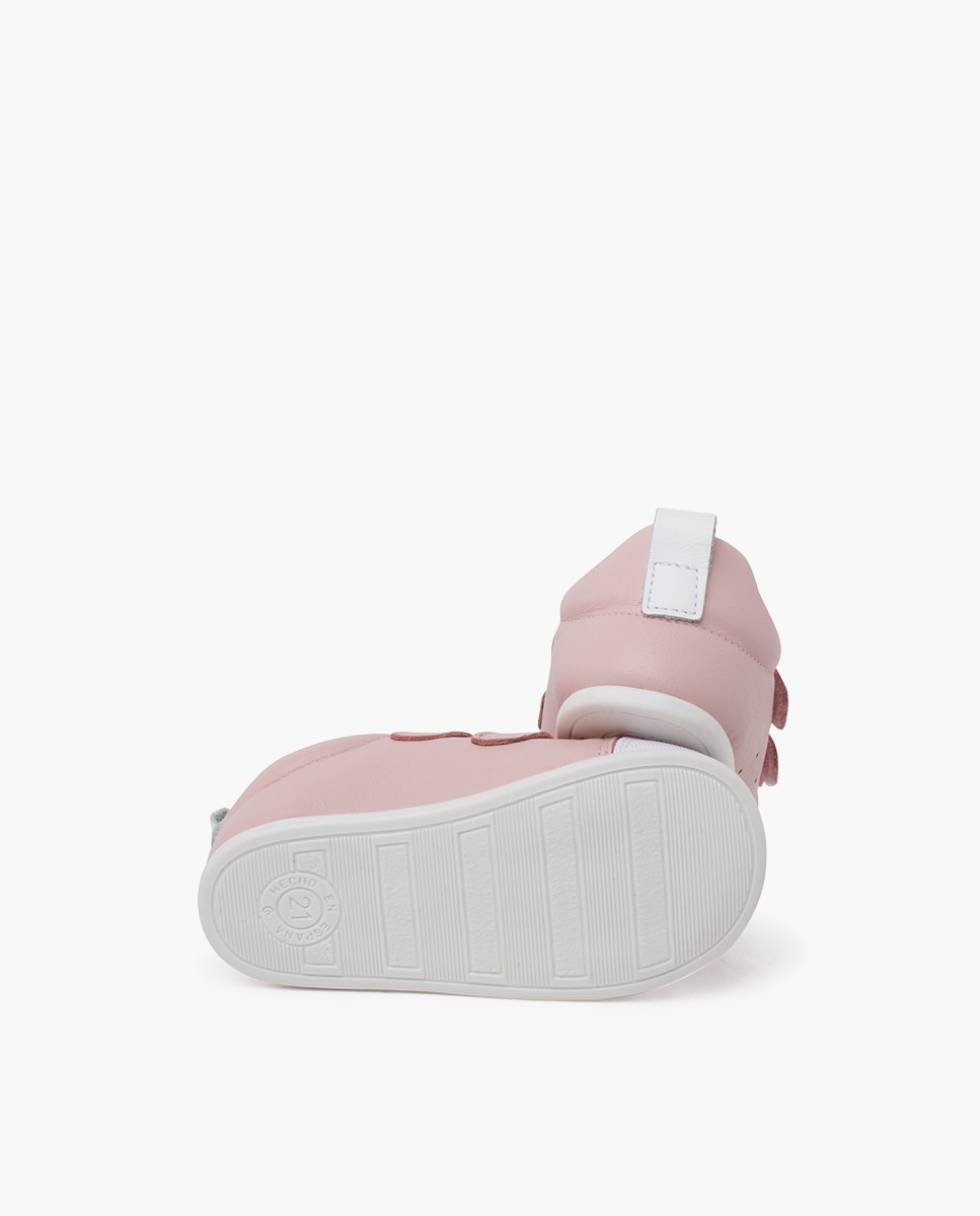 Zapatillas deportivas de bebé niña blanditas piel doble cierre - Pisamonas - Rosa claro Rosa claro-2