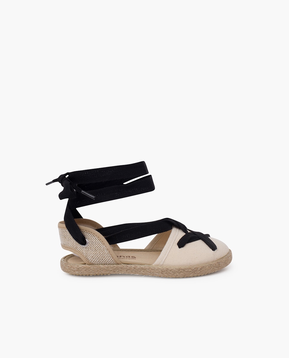 Alpargatas de niña con cintas goyescas y punta redonda - Pisamonas - Beige Beige-1