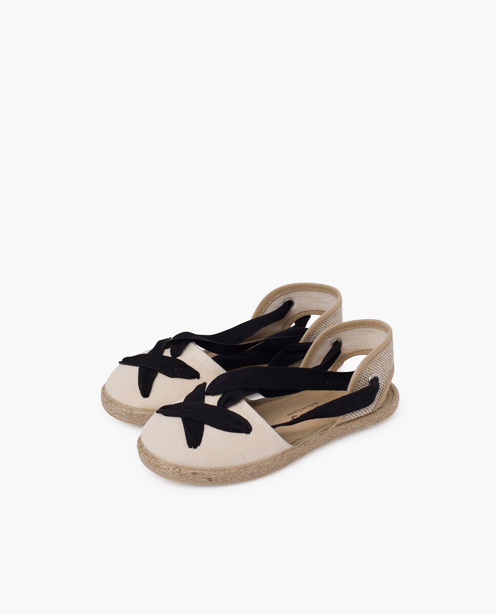 Alpargatas de niña con cintas goyescas y punta redonda - Pisamonas - Beige Beige-3