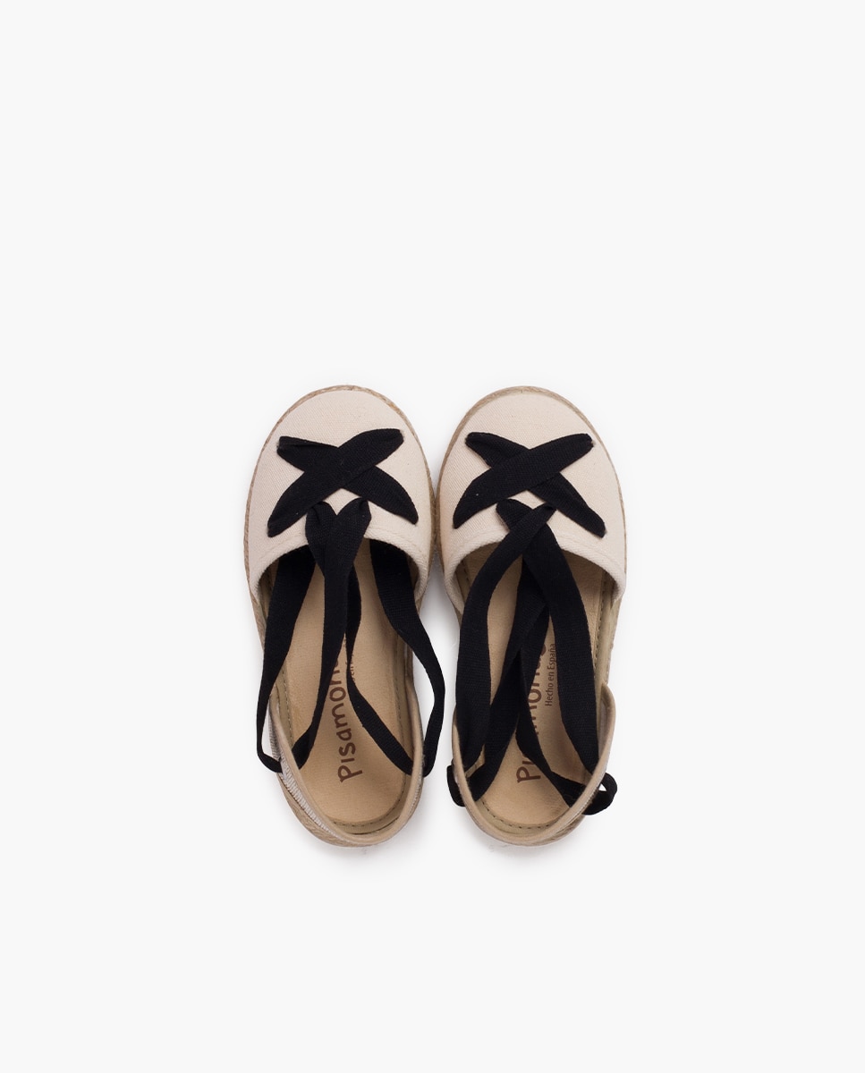 Alpargatas de niña con cintas goyescas y punta redonda - Pisamonas - Beige Beige-4