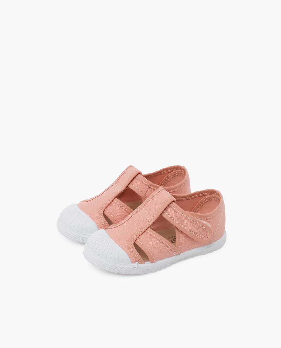 Imagen 3 de Sandalias de bebé blandita lona tipo cangrejera - Pisamonas - Rosa claro Rosa claro