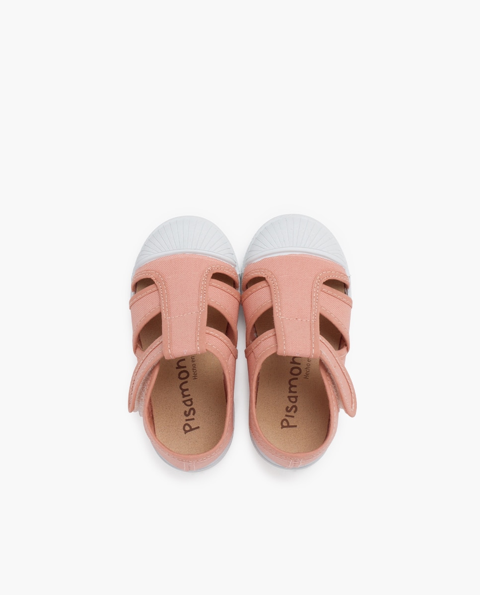 Imagen 4 de Sandalias de bebé blandita lona tipo cangrejera - Pisamonas - Rosa claro Rosa claro
