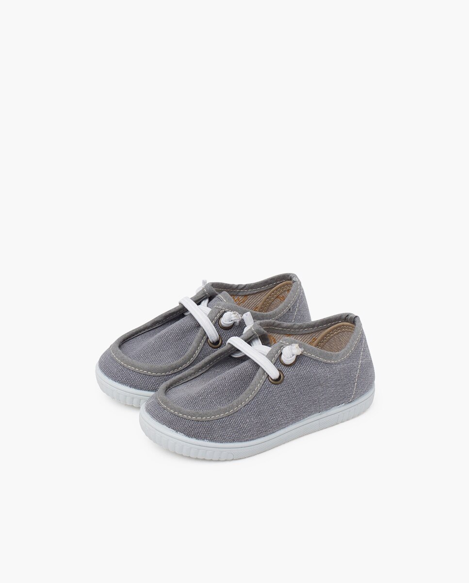 Náuticos de niños wallaby con suela fina y cordones elásticos - Pisamonas - Gris Gris-3