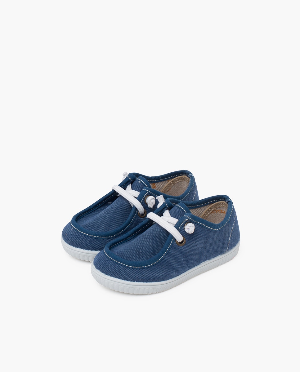 Náuticos de niños wallaby con suela fina y cordones elásticos - Pisamonas - Azul marino Azul marino-3