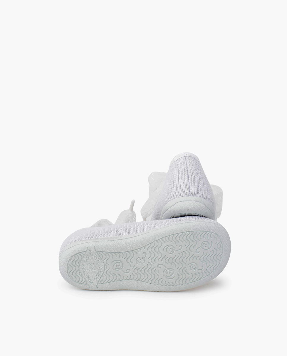 Merceditas de bebé niña lazada tul plumeti - Pisamonas - Blanco Blanco-2