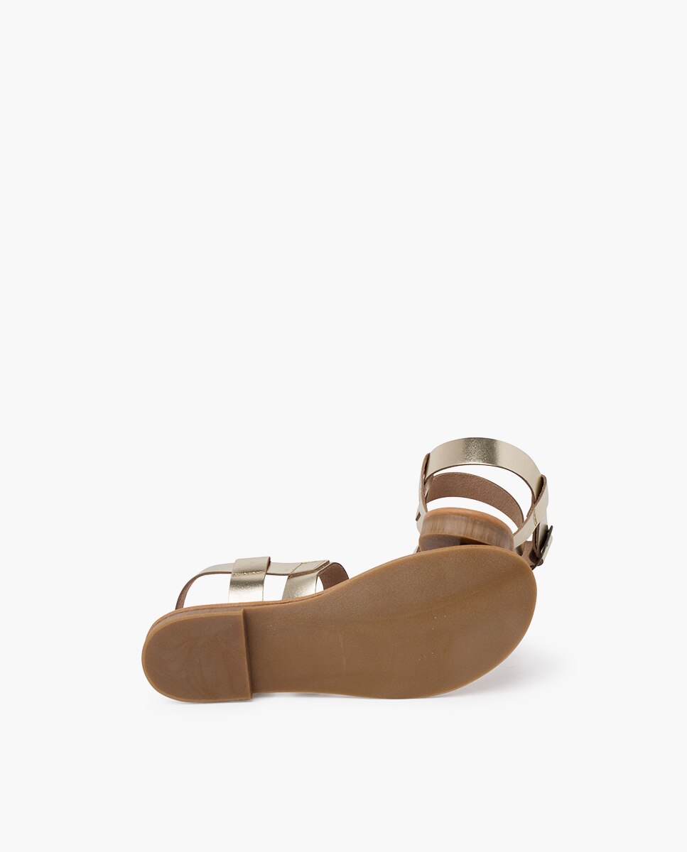 Sandalias abiertas de niña estilo gladiador de napa con hebilla - Pisamonas - Oro Oro-2