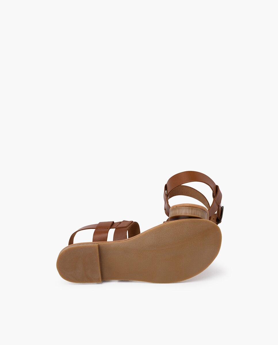 Sandalias abiertas de niña estilo gladiador de napa con hebilla - Pisamonas - Camel Camel-2