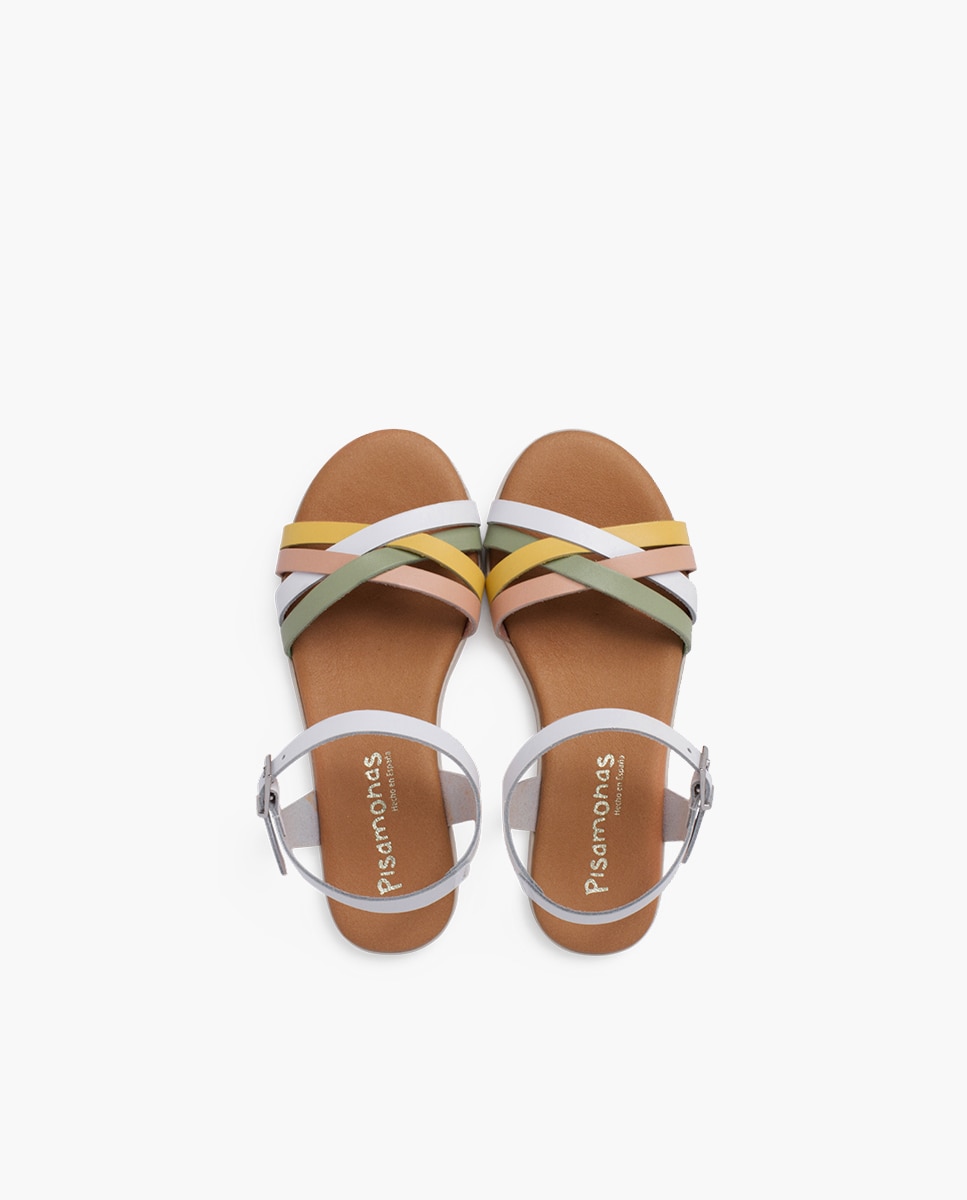 Imagen 4 de Sandalias abiertas de niña hebilla tiras cruzadas colores - Pisamonas - Multicolor Multicolor