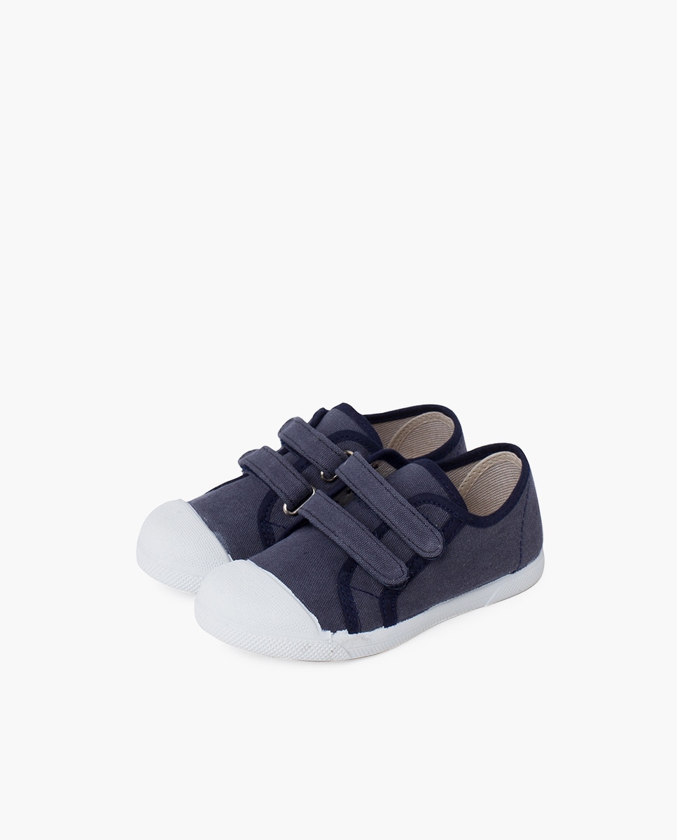 Zapatillas blanditas lona eco tira adherente en azul vaquero - Pisamonas - Azul marino Azul marino-3