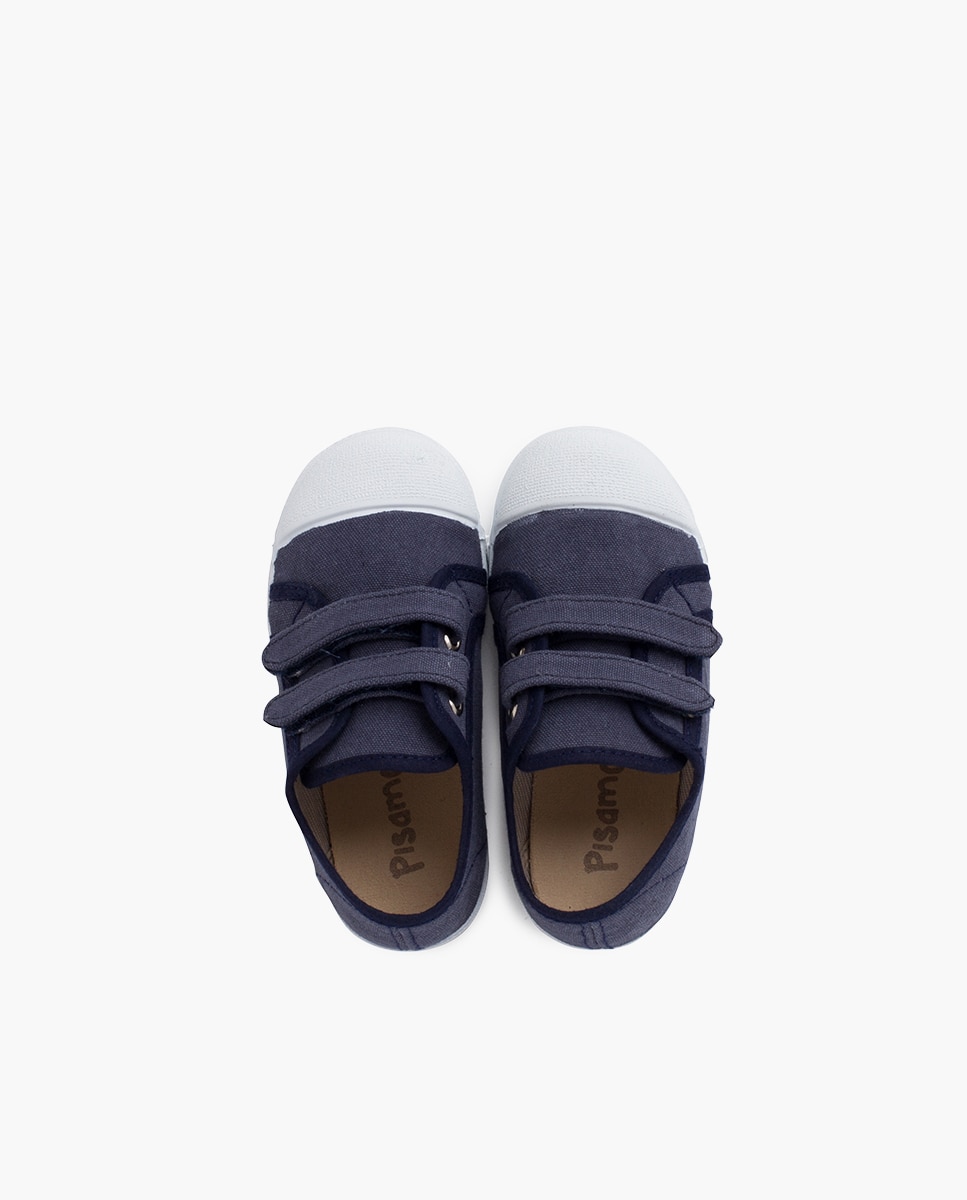 Zapatillas blanditas lona eco tira adherente en azul vaquero - Pisamonas - Azul marino Azul marino-4