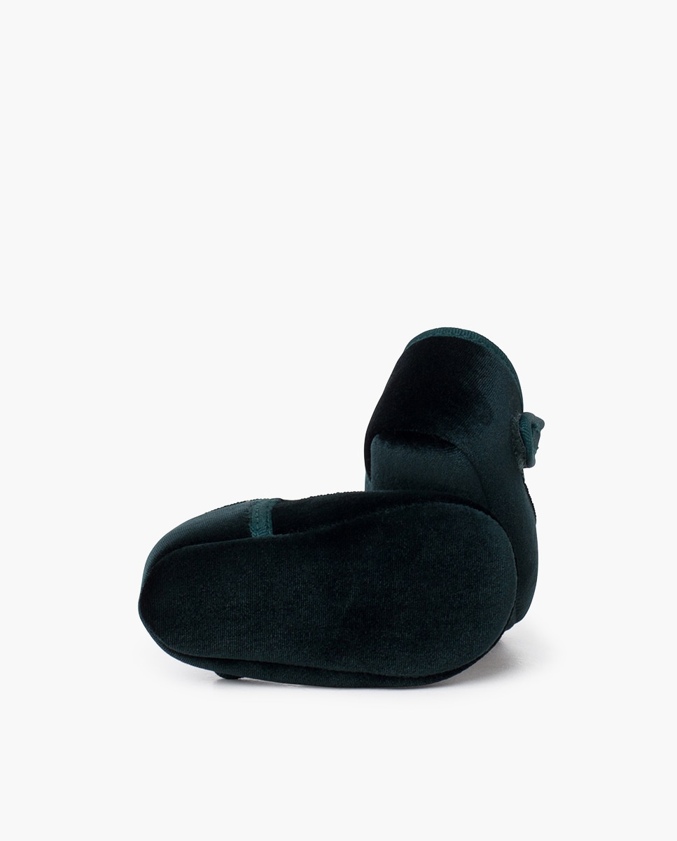 Pepitos de Bebé em Veludo com Velcro Verde-escuro-2