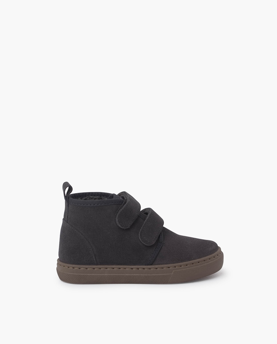 Imagen 1 de Botas de niño en serraje con doble cierre adherente - Pisamonas - Gris oscuro Gris oscuro