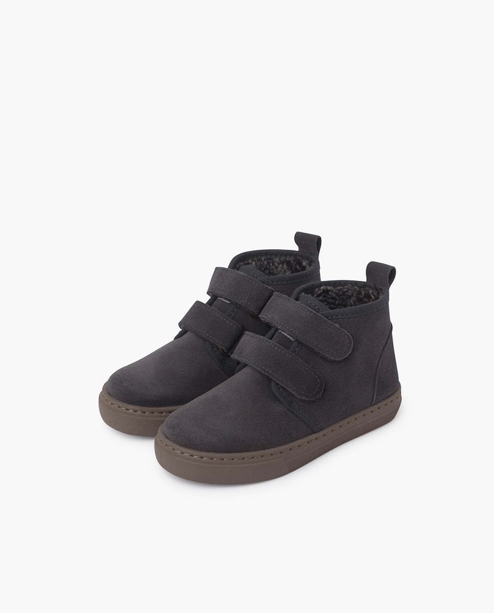 Imagen 3 de Botas de niño en serraje con doble cierre adherente - Pisamonas - Gris oscuro Gris oscuro