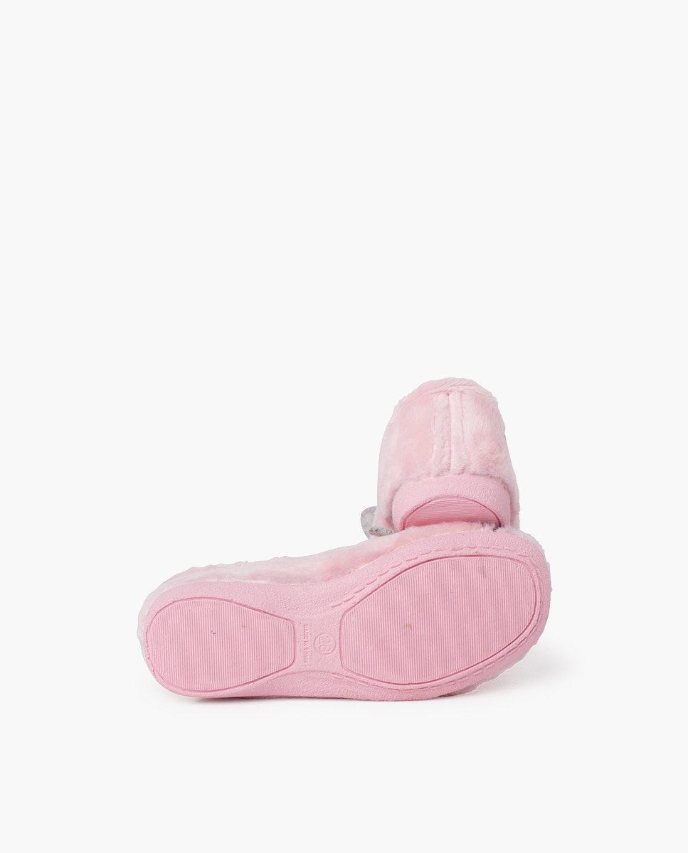 Pantufas Fechadas Infantil com Pelo Suave Gato Rosa-2