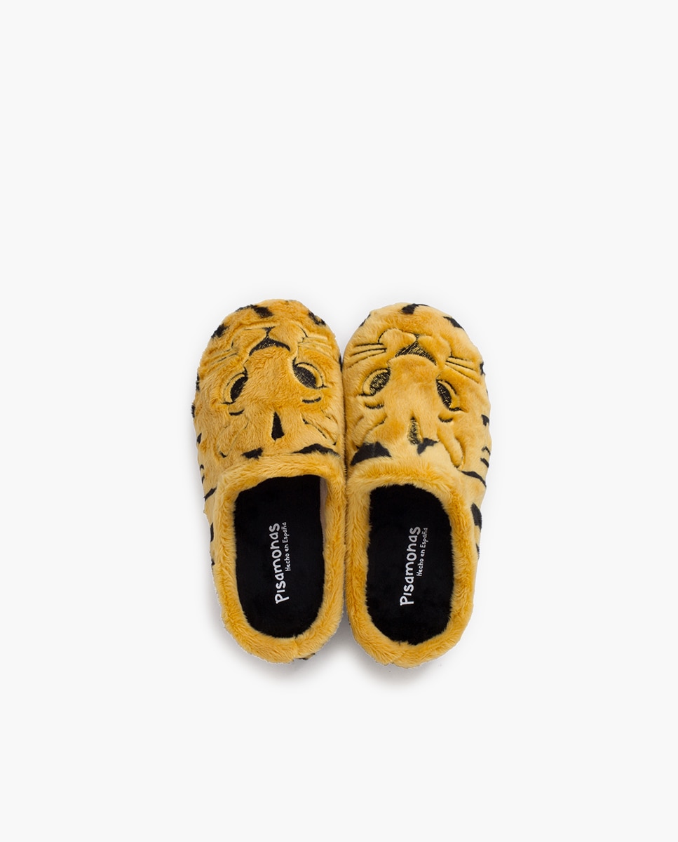 Pantufas Fechadas Infantil Tipo Socas Leão Amarelo-4