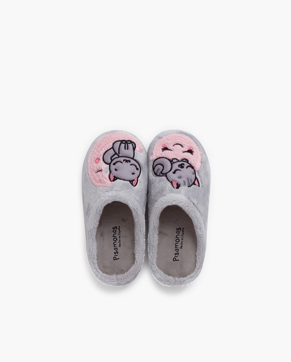 Pantufas Fechadas Infantil Tipo Socas Gato e Cinzento-4